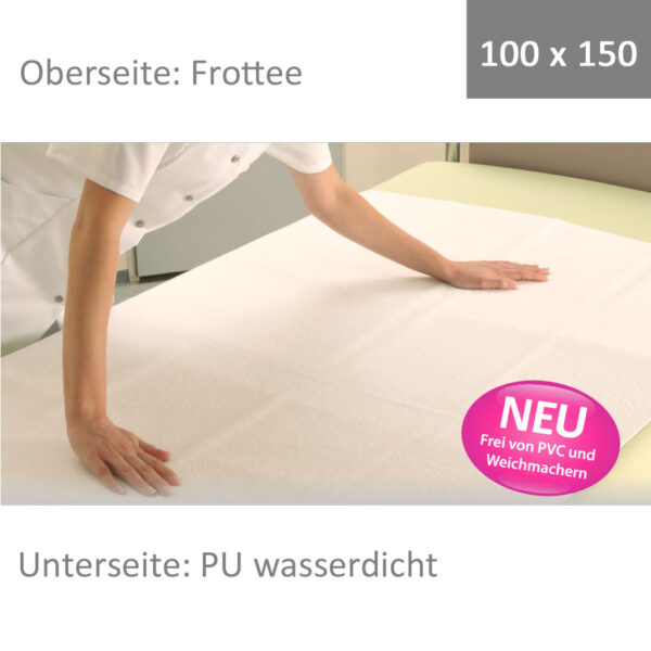 Wewa Flor 100x150, Frottee Bettschutzauflage, Matratzenschutz mit PU Unterseite, bei Inkontinenz der optimale Schutz, Mehrweg-Inko-Auflage